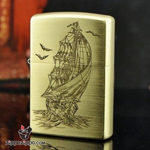 Zippo Chính Hãng Đồng xước Khắc Thuận Buồm Xuôi Gió