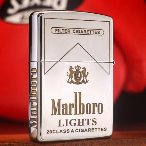 Zippo Chính Hãng Khắc Thương Hiệu Marlboro Phiên Bản Mạ Chrome