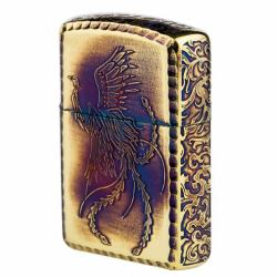 Zippo Chính Hãng Màu Vàng Đốt Khắc Phượng Hoàng Cùng Hoa Văn Arab Vỏ Dày Armor - Mã SP: ZPC1094
