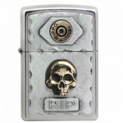 Zippo Chính Hãng Vỏ Trước Đúc Nổi Hộp Sọ và Viên Đạn - Mã SP: ZPC1072