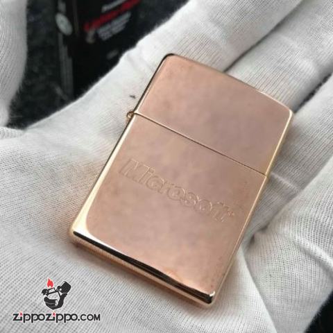 ZIPPO CỔ MẠ VÀNG HỒNG KHẮC MICROSOFT SẢN XUÂT NĂM 1998