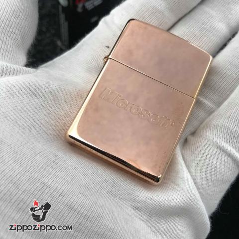 ZIPPO CỔ MẠ VÀNG HỒNG KHẮC MICROSOFT SẢN XUÂT NĂM 1998