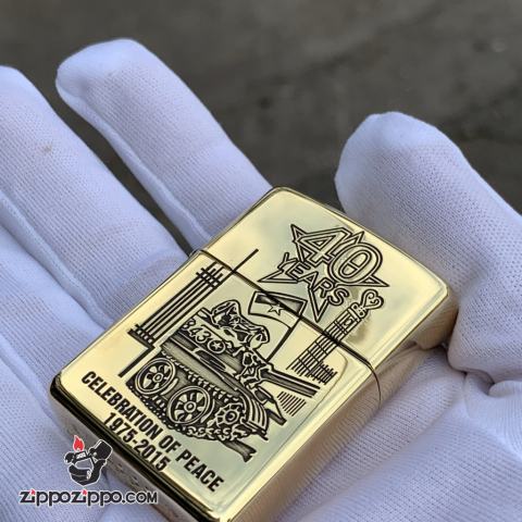 Zippo đồng Armor khắc hình kỷ niệm 40 năm thống nhất đất nước