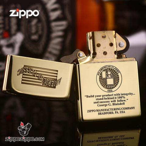 Zippo Đồng Nguyên Khối Khắc AMERICAN CLASSIC Ver.7