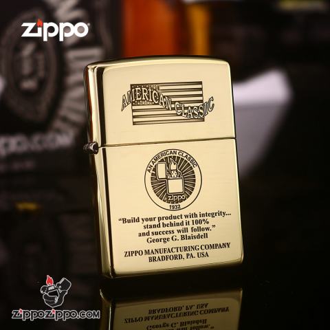 Zippo Đồng Nguyên Khối Khắc AMERICAN CLASSIC Ver.7