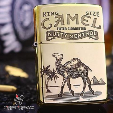 ZIPPO ĐÔNG NGUYÊN KHỐI KHẮC CAMEL 1 MẶT