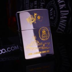 Zippo khắc tầu chiến mạ vàng mầu đen - Mã SP: ZPC1819