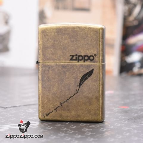 Zippo Mạ Đồng Giả Cổ KHắc Tôi Yêu Bạn Mãi Mãi