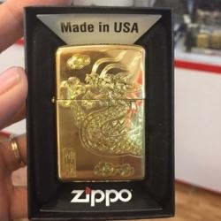 zippo vỏ đồng khắc hoa văn rồng - Mã SP: ZPC1680